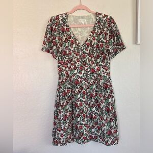 Anthropologie See U Soon Flutter Sleeve Floral Mini Dress Small